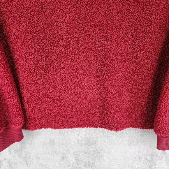 Womens Red American Eagle Sherpa Crop Sweater Crew Neck Long Sleeve Size S - Picture 3 of 11